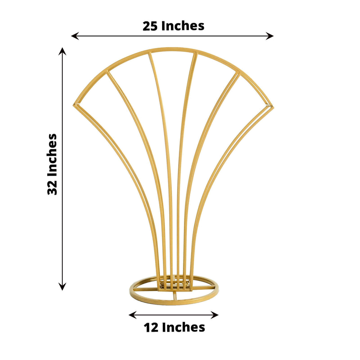 Gold Metal Flower Frame Table Centerpiece 32" Scalloped Fan Shape Design - Wedding Floral Display Stand